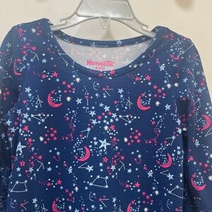 Nannette Navy Blue Celestial Stars and Moon Outer Space Kids Dress, Size 6